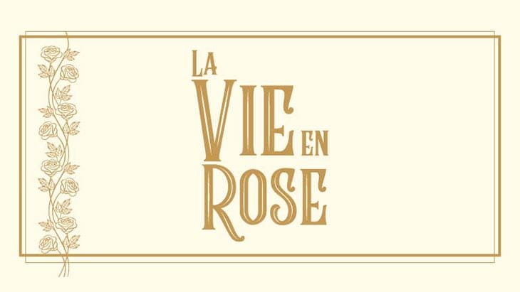 The typographical design on the menus for La Vie en Rose